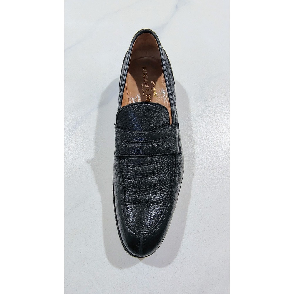 $895 Gravati Peccary Penny Loafers Shoes 10.5 Black Bergdorf Goodman  Italy - Picture 2 of 13